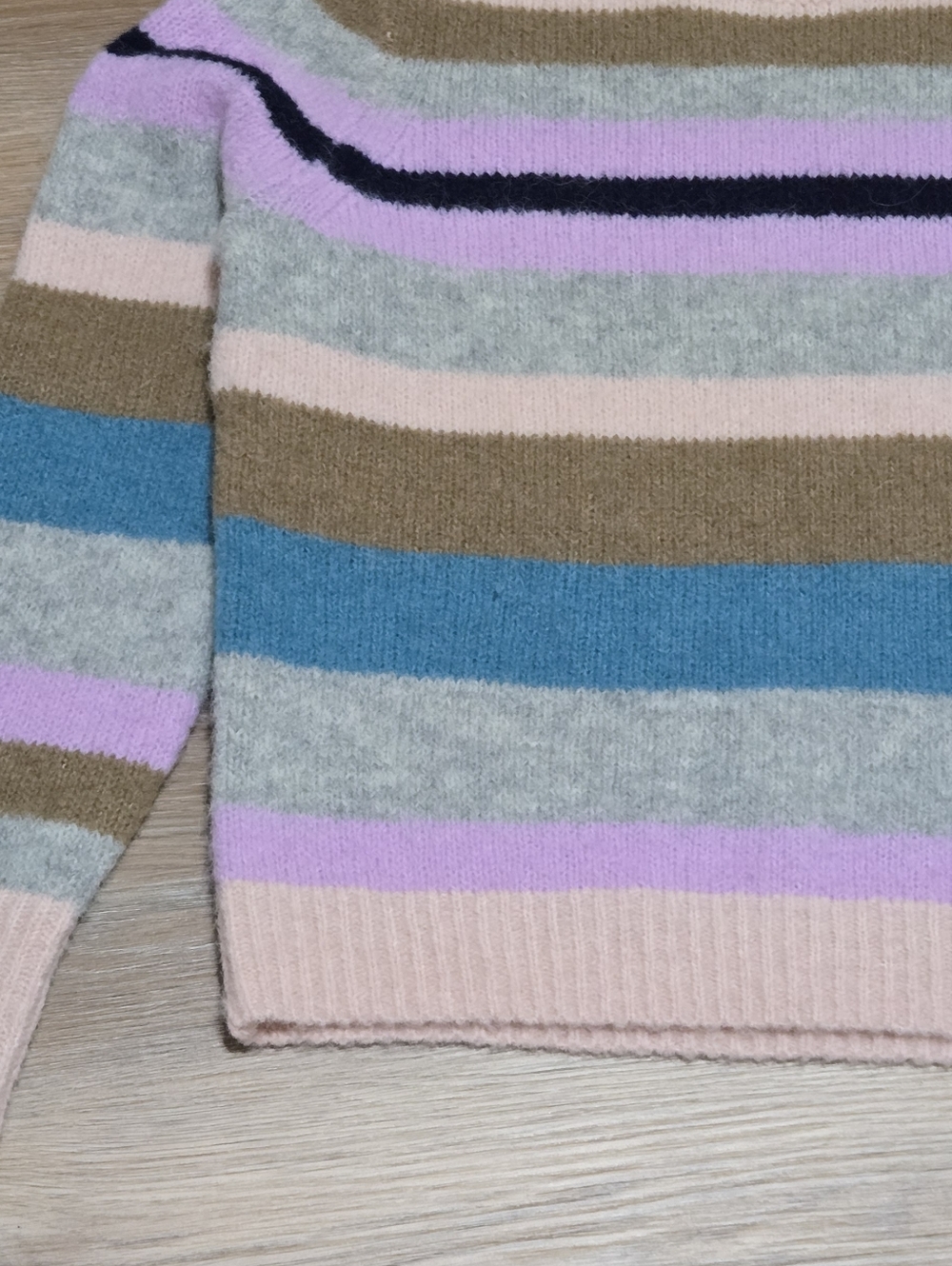 Point Sur Alpaca Laine Blend Striped Crewneck Sweater - Multi Pastel Size L - Picture 3 of 9